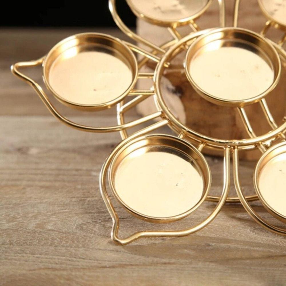 Lotus Seven-star Candlelight Stand Round Lotus Tea Light Holder Round Disc Butter Lamp Living Room