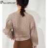 PALUOPO Women's 100% Merino Wool Knit Cardigan