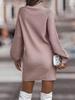 Vestido de malha feminino com decote em O, vestido de inverno com suéter e quadril, vestidos de malha, vestidos de cor sólida