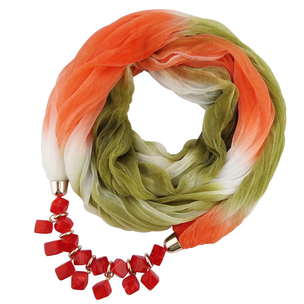 Summer Sunscreen Scarf Gradient Silk Scarf Scarf Resin Necklace Pendant Women's Jewelry Scarf