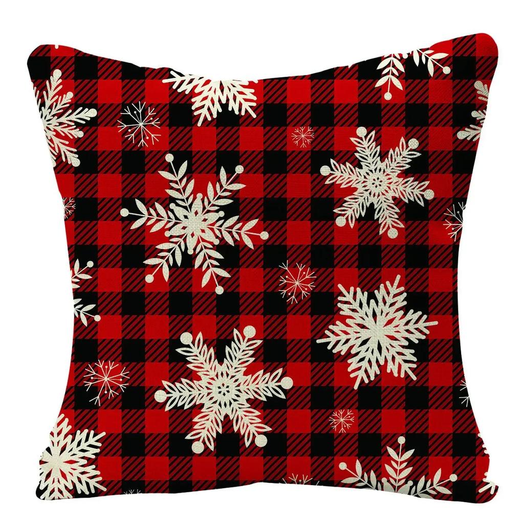 Christmas Cushion Cover Xmas Decorative Farmhouse Buffalo Check Pillowcase Holiday Party Decor Pillow Cover for Living Room Seat