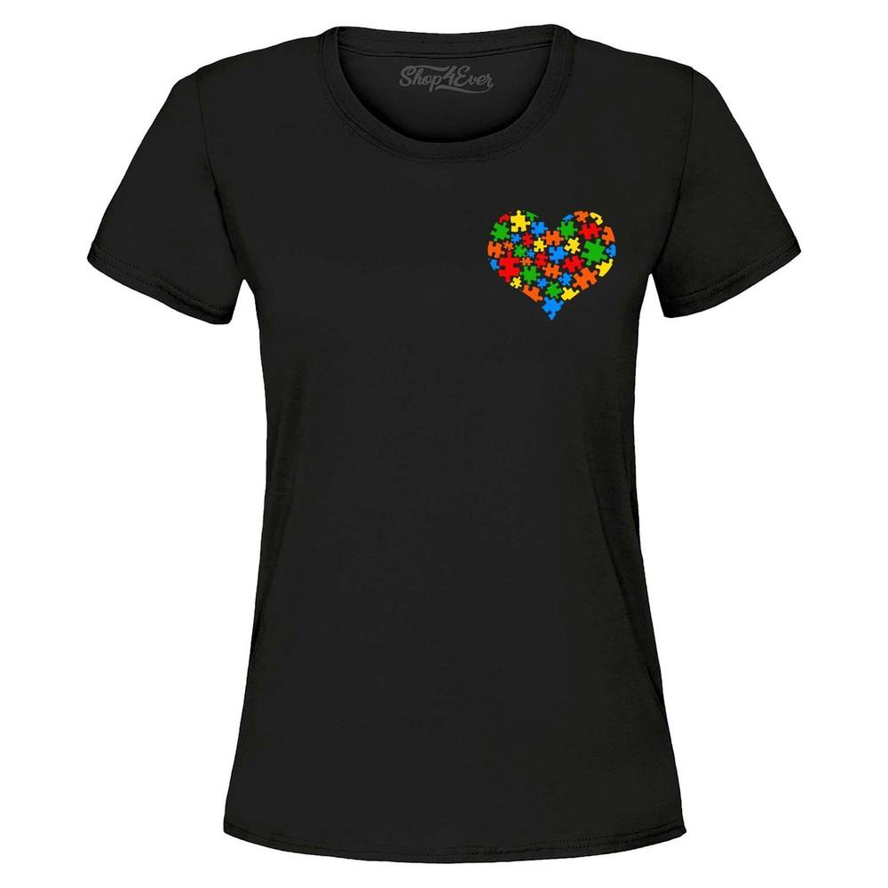 Puzzle Heart Pocket Size Women's T-Shirt Autism Awareness Support Shirt