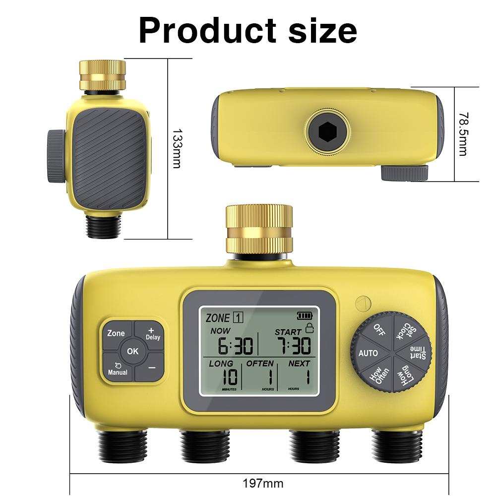 4-Outlet Garden Irrigation Timer Water Timers Multifunctional Sprinklers Automatic Drip Irrigation Controller 4-way Independent