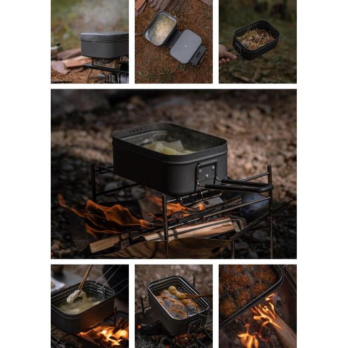CAMPING MOON Messtin 2-Go Large with Spill Prevention Groove & Drain Holes - Outdoor Cookware, Rice Pot, Camping, Disaster Preparedness -