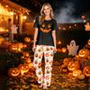 Matching Family Halloween Printed Pajama Set Short Sleeve T-Shirt and Pants for Women and Kids
