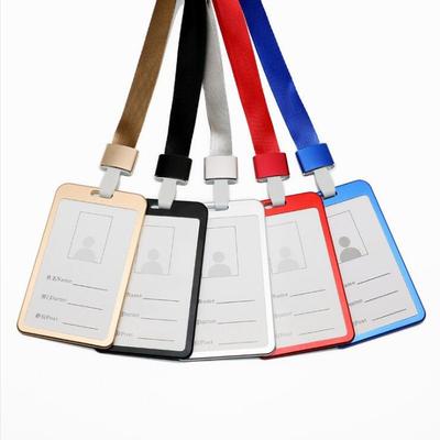 Credit Card Holder ID Card Cover Protection Metal Credit Card Holder Neck Strap Lanyard Work Permit