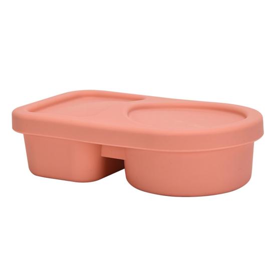 Gewürzbox aus lebensmittelechtem Silikon, 360° auslaufsicher, zwei Fächer, mikrowellengeeignet, gekühlte Aufbewahrungsbox