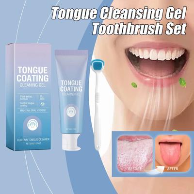 Gel Detergente per Lingua Rimuove Patina Linguale Inibisce Batteri Orali Migliora l'Alito Cattivo Cura dell'Alito Fresco Set Gel Detergente per Lingua
