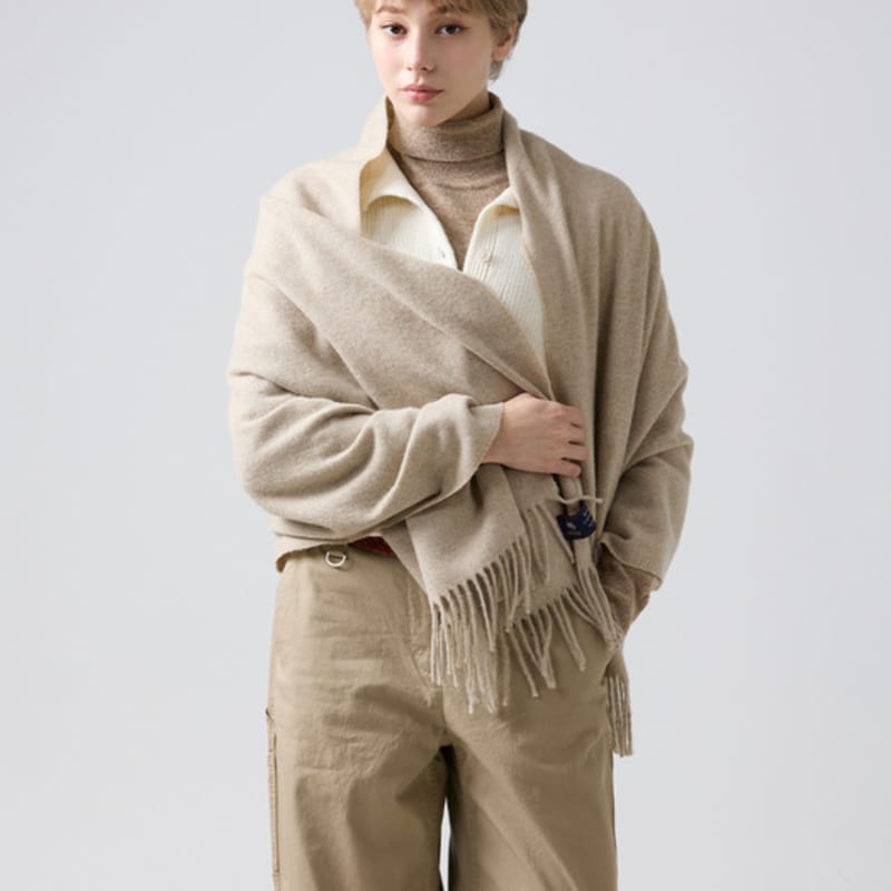 ABRAHAM MOON Merino-Wollschal 70cm - Beige