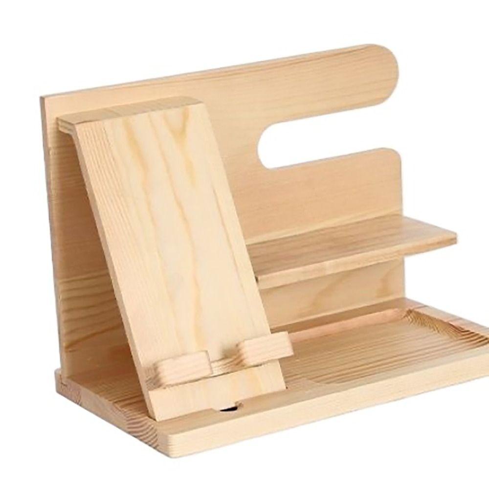 Multifunktionaler Handyhalter aus Holz Langlebiger Desktop-Ladeständer 2024 Brieftaschenständer Büro