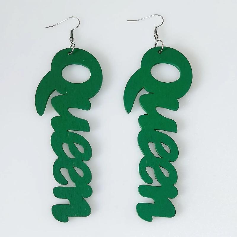 Letter-patterned Wooden Earrings, Fashionable Earrings and Earrings