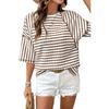 2026 Summer New TK Women's Round Neck Pullover Simple Versatile Striped Short Sleeve T-Shirt