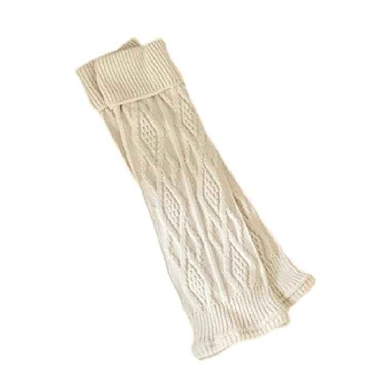 Korean Turn Cuff Leg Warmers for Women Cable Knit Stretchy Footless Socks Students Solid Color Boot Covers Streetwear
