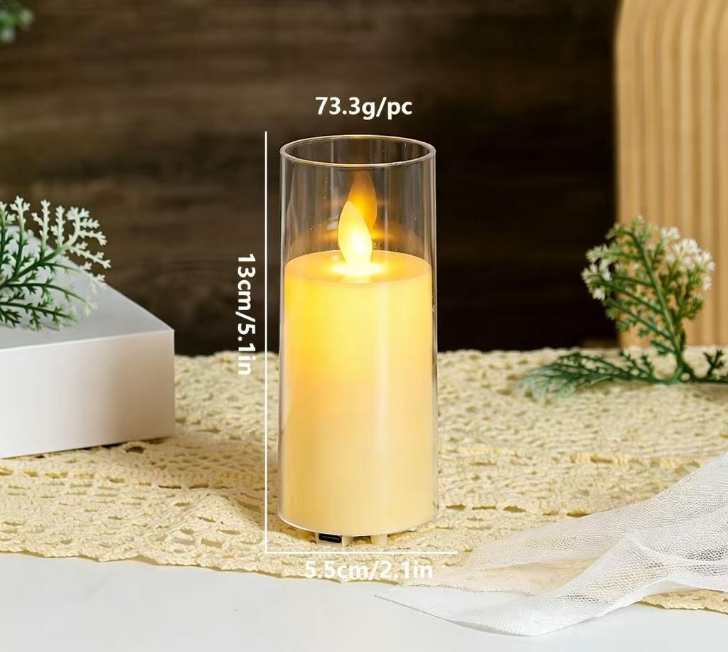 Acrylic Charging LED Electronic Candle Lamp Smokeless Candle for Wedding Atmosphere Lighting Festival Party Concert Decoration