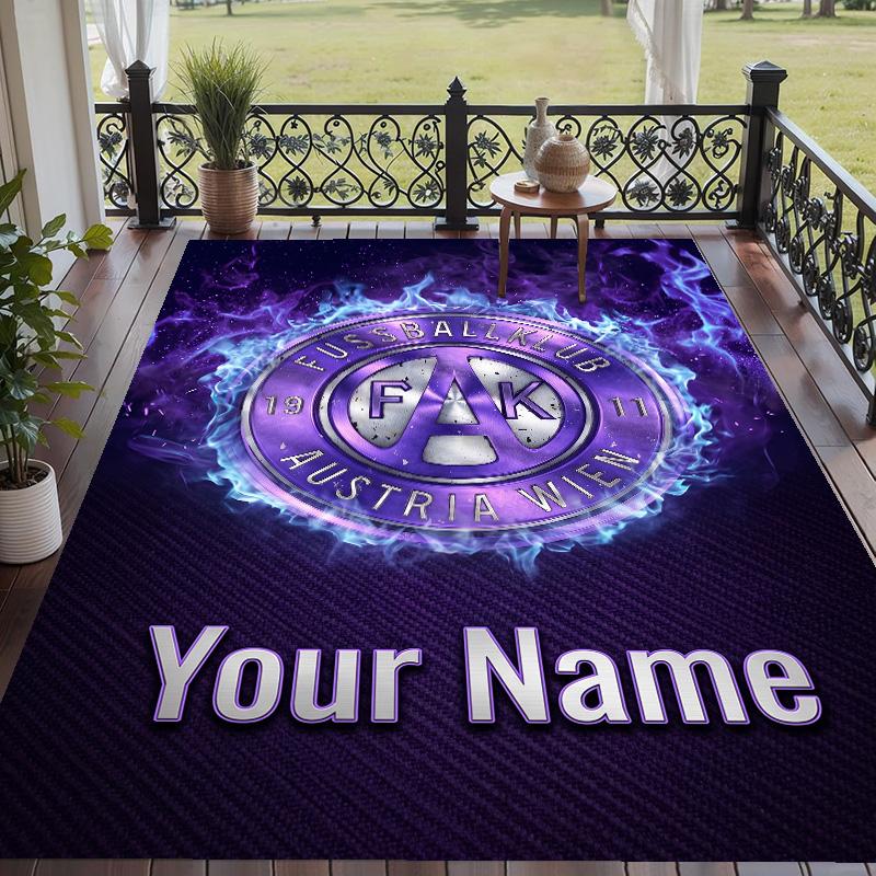 Custom Text Printed Rug Austria Wien FC Non Slip Floor Carpet For Home Room Decor