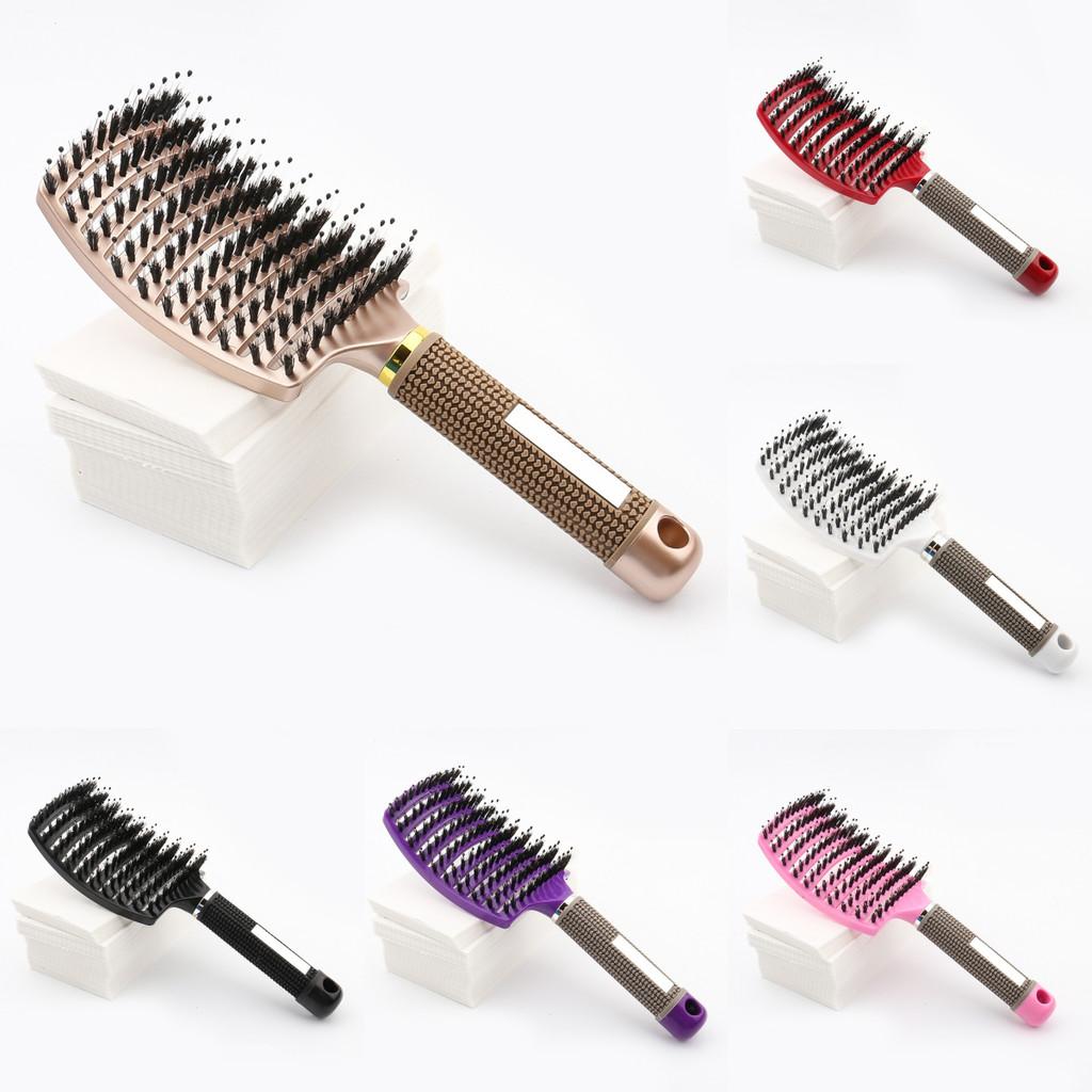 Premium Large Curved Hair Comb With Antistatic Boar Bristle For Effortless Styling
