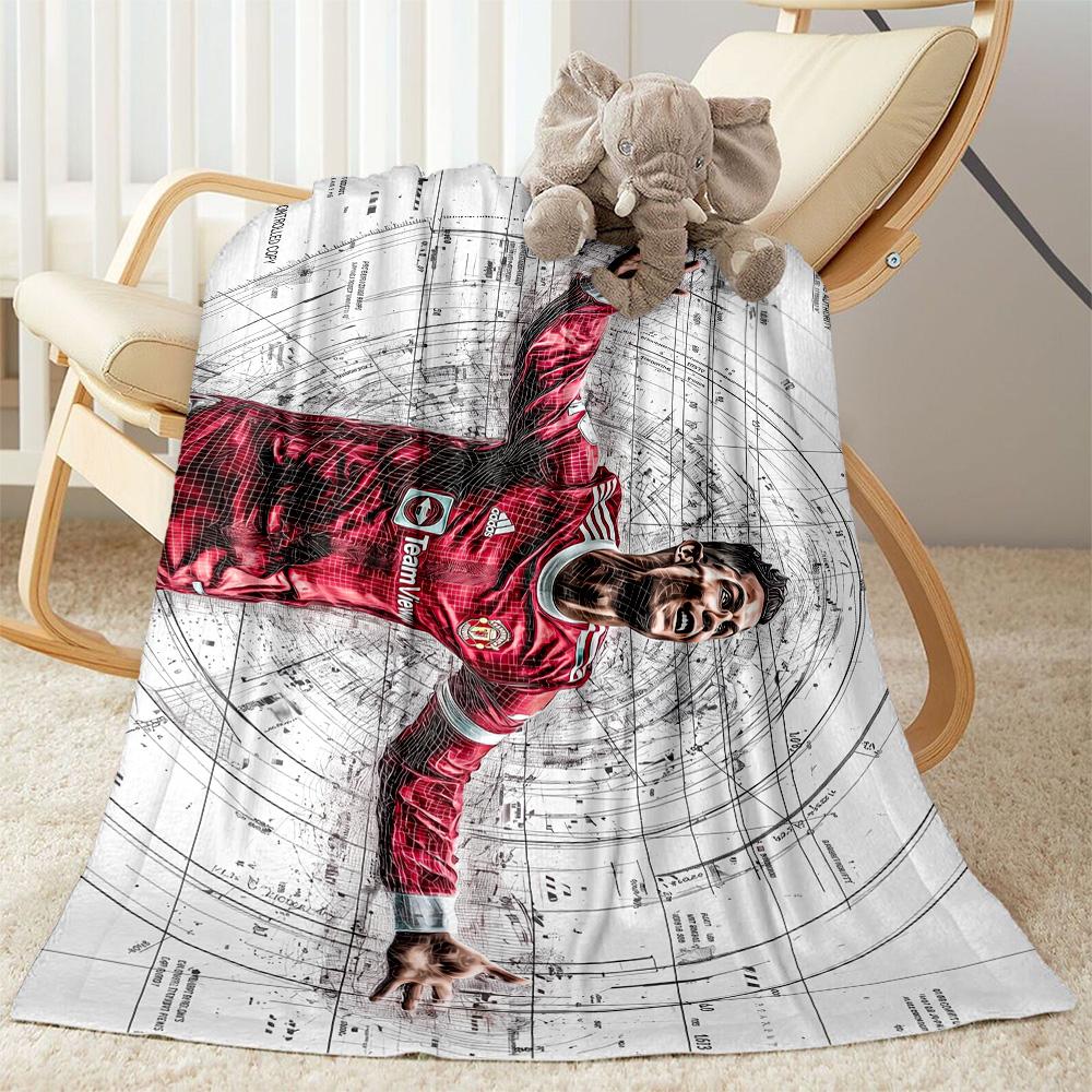 Football Legend Celebration Blanket Soft Warm Cozy Perfect for Chair Picnics Seaside All-Season Use Modern Style