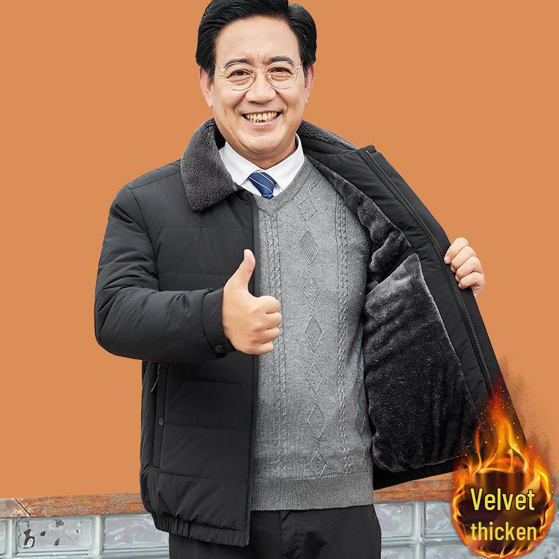 

Men s Winter Coat: Thick Cotton Jacket with Fleece Lining for Middle-Aged and Elderly Dads and Grandpas 175/L for 100-120 lbs