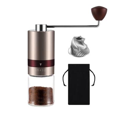 Moulin à café VKCHEF, moulin à café manuel, portable, mortier en acier inoxydable, lame en métal, mouture de grains de café, moulin à café, réglable à 6 degrés,