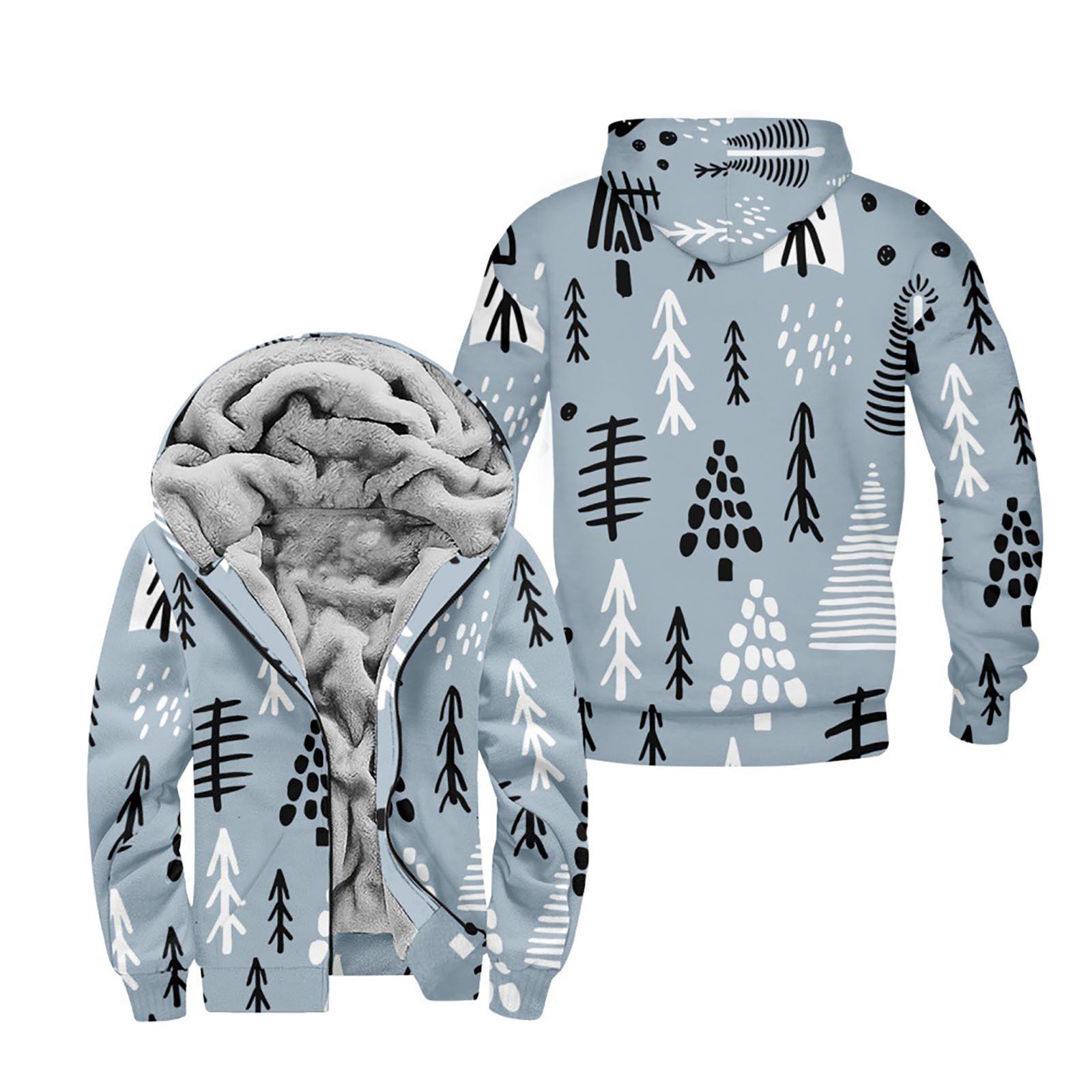 

Мужской индивидуальный повседневный свитер на молнии с длинным рукавом и принтом, толстый хлопковый костюм, зимний костюм XXXXL синий