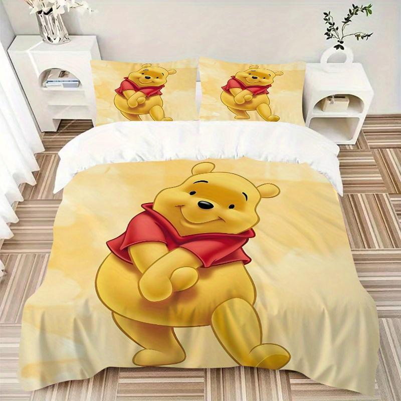 3-teiliges Set Pooh1 Stück Bettbezug+2 Stück Kissenbezug, ohne Füllung, bedruckte Bettwäsche, Ganzjahres-Schlafzimmer-Einrichtung063