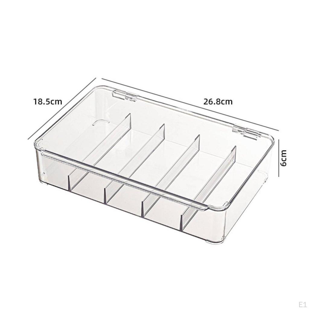 Tea Packet Organizer Transparent Storage Box Dustproof Lidded Compartment for Desktop,