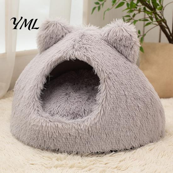 Warm Enclosed Hideaway for Indoor Cats Plush Cat Cave Bed, Hideaway, Fluffy Cozy Soft Pet Tent Burrow Bed Small Dogs Comfortable Nap Mat