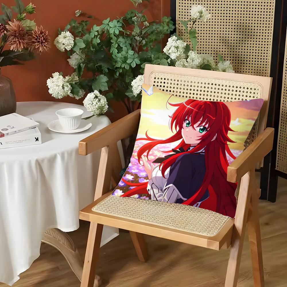 Anime SSchool DxD Cushion Cover Silky Short Plush Invisible Zipper Dustproof Sofa Pillow Case for Home Decor