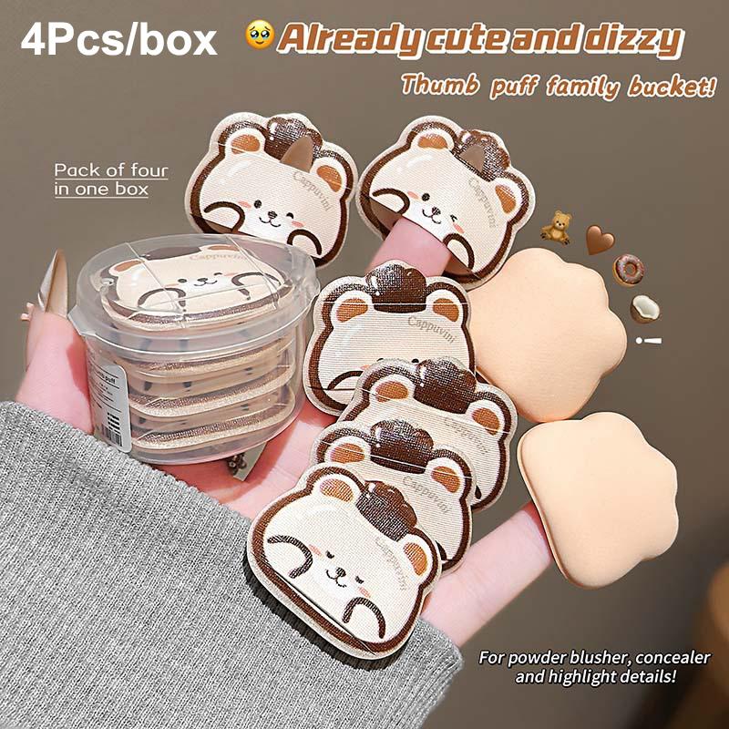 Set di 4 Mini Puff per Trucco per Dita Uso Doppio Asciutto e Bagnato Spugne Morbide per Fondotinta Cushion Applicatore Cosmetico Strumenti per Trucco