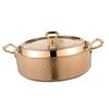 Copper Chafing Dish Hammered Ramen Soup Casserole Pan Lid Multifunctional Even Heating Suitable for