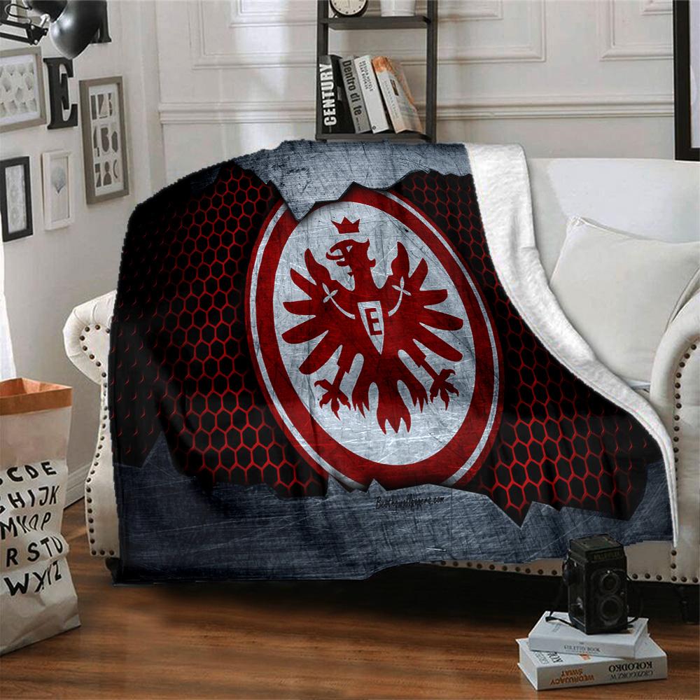 Flaming Heart Frankfurt Emblem Flannel Blanket, Soft Polyester, Modern Design, All-Season for Camping, Travel, Gifts for holidays or birthdays