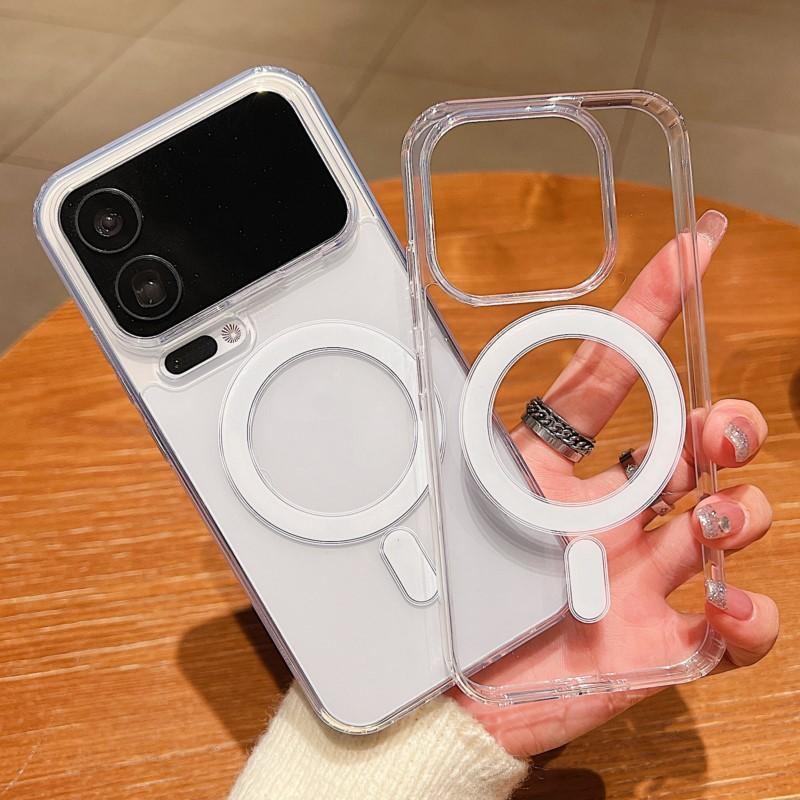 Transparent Acrylic For Magsafe Wireless Charging Case for Xiaomi Mi 17 Pro Max 15T Pro Shockproof Armor PC+TPU Magnetic Cover