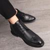New Men's Business Ankle Boots Black Brown Side Links Business Block Leather Shoes High Quality Chelsea Boots Size 38-46