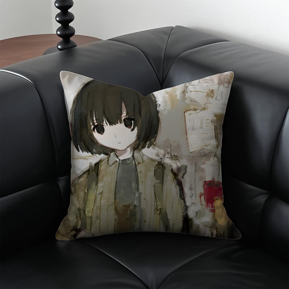 anime cyberpunk SSerial EExperiments LLain Cushion Cover Pillow Case Antidustmite Invisible zipper silky plush cushion