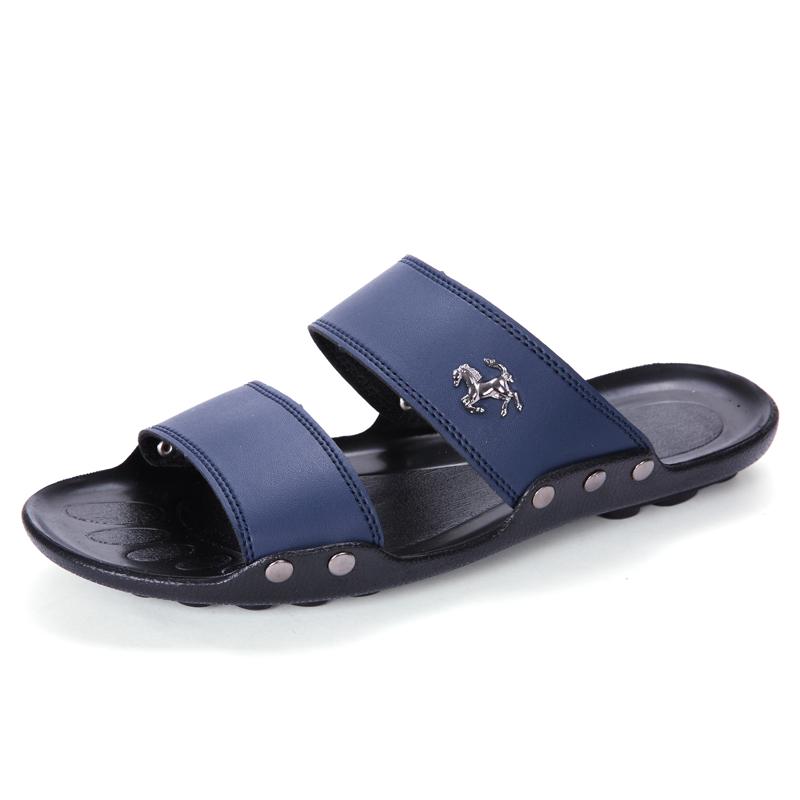 

Leather Summer Outdoo Slippers Men 2025 Fashion Comfortable Men Beach Slippers Sandals Men Shoes Flip Flops 39