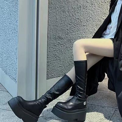 BCEBYL Autumn and Winter Fashion New Casual Popular Round Toe Leather Solid Color Thick Bottom Women's Boots Comfortable