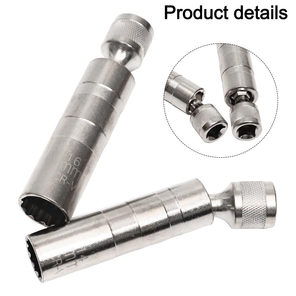 2Pcs Spark Socket 14mm 16mm Gimbal Sleeve Automobile Repair Removal Tool Magnetic Spark Socket Installation Tools