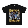 Diego Maradona Fußball T-Shirt Unisex Oversized Reine Baumwolle Kurzarm Ikone Stil Stürmer Kantig Lässig Tägliches Oberteil