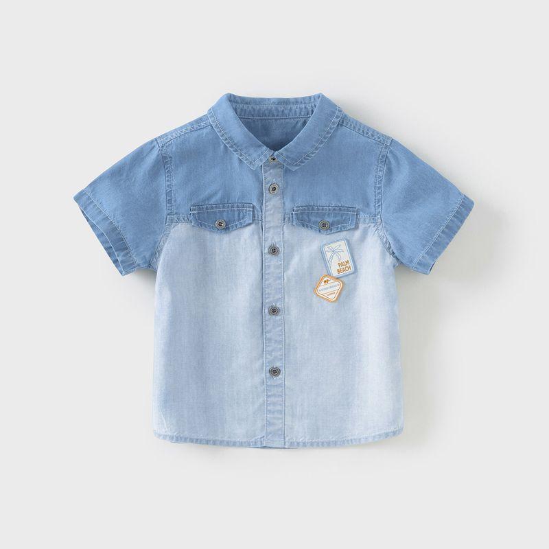 David Bella Kidsren s Shirt 2026 Summer New Style Boys  Retro Tencel Lyocell Breathable Thin Denim Shirt Denim Blue [Ready Stock] 120