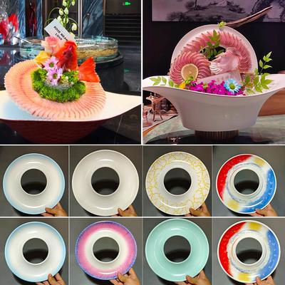 Xianci Sashimi Platter: High-End Seafood Presentation Ornaments - Fish Slice Circle for Hotel Decor