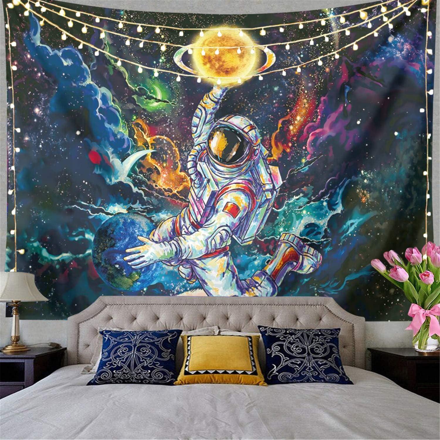 Psychedelic astronaut poster tapestry for a college dorm 75x100