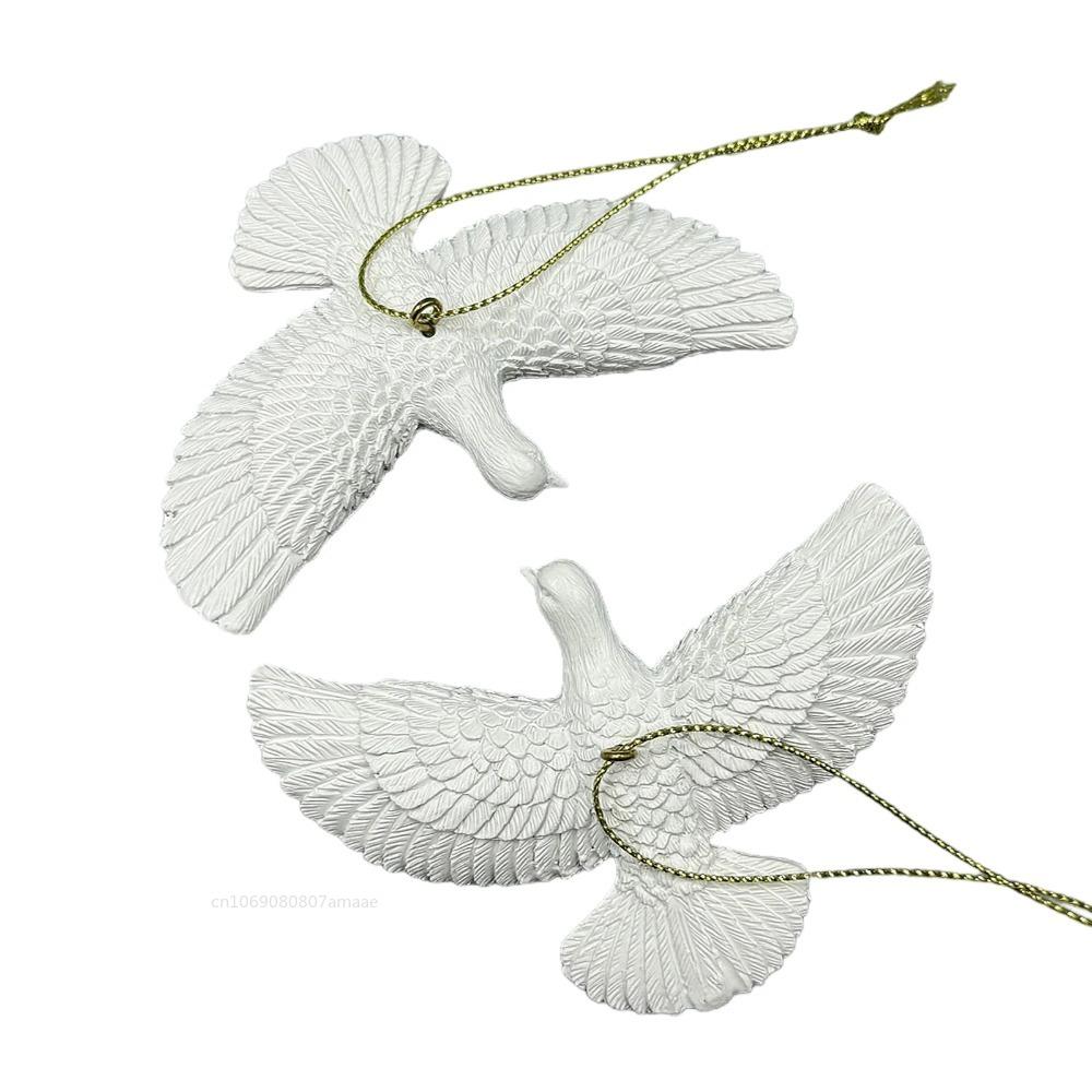 2/1pcs Resin White Dove Christmas Ornaments for Xmas Tree Hanging Decor, Home Alone Style Gift for Someone Special New Year