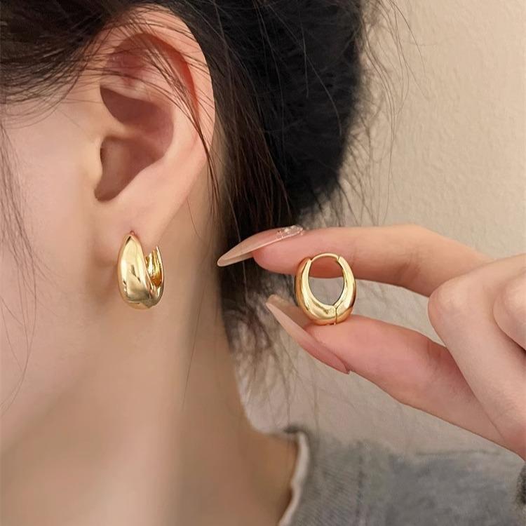 925 Silver Vintage Gold Round Earrings For Women Trendy Earring Jewelry Prevent Allergy Party Accessories Gift