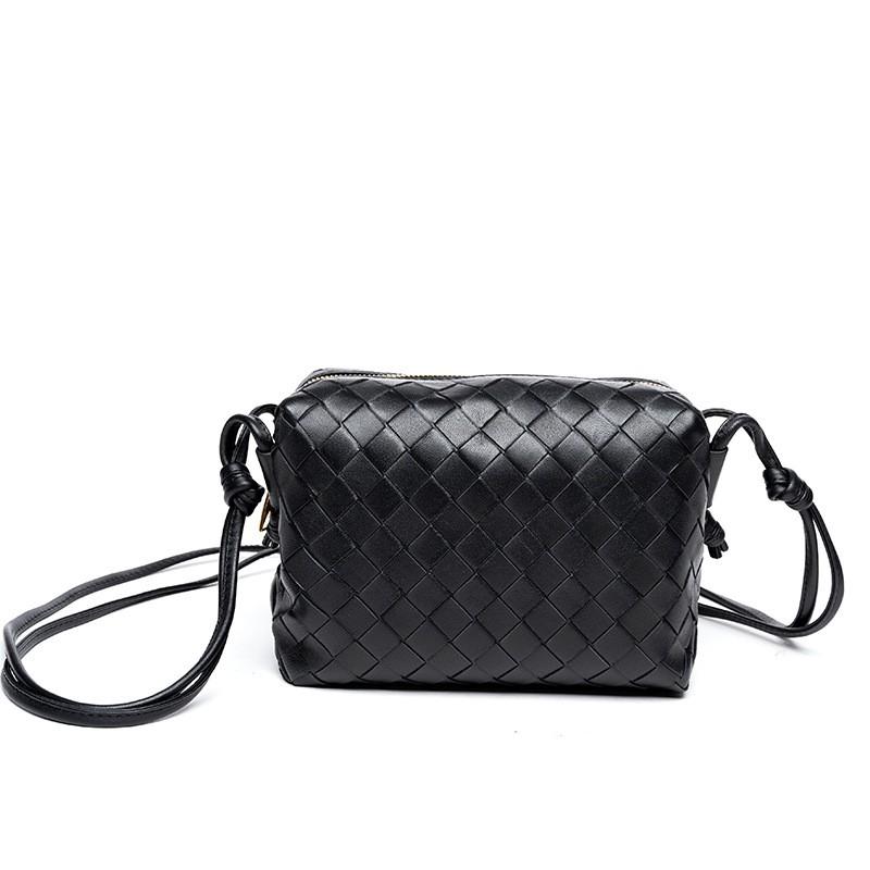 Womens Crossbody Bag Genuine Leather Woven Shell Design Medium Pillow Shape Daily Use Fashion Accessory