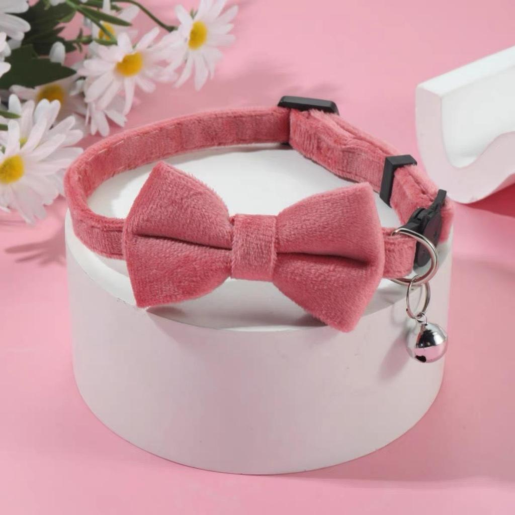 Velvet Bowknot Kitten Collar with Safety Buckle and Bell
