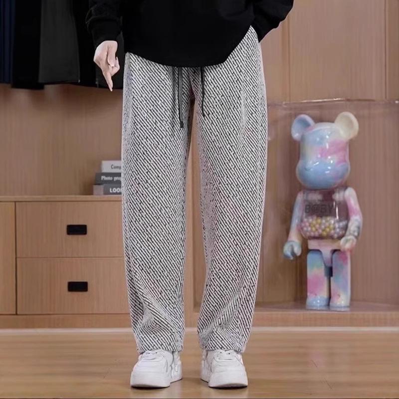 

Унисекс, весна/осень, утолщенные, полосатые, широкие спортивные штаны XXXL белый