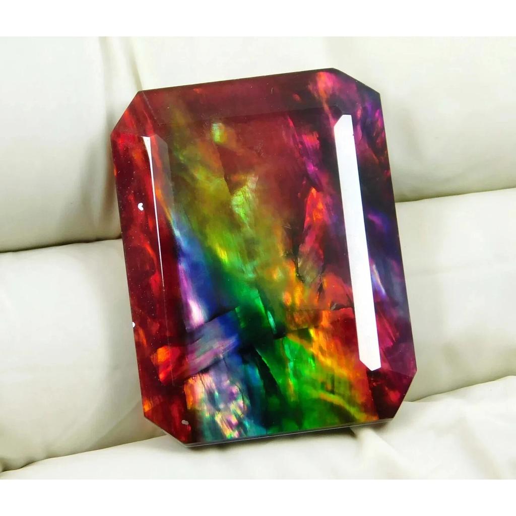 Natural Ammolite Opal-Like Doublet Organic 50+ Ct Stunning Certified Gemstone