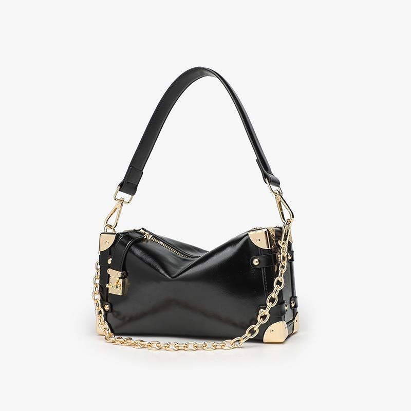 Premium retro chain underarm soft leather box bag women's autumn and winter new niche crossbody shoulder bag