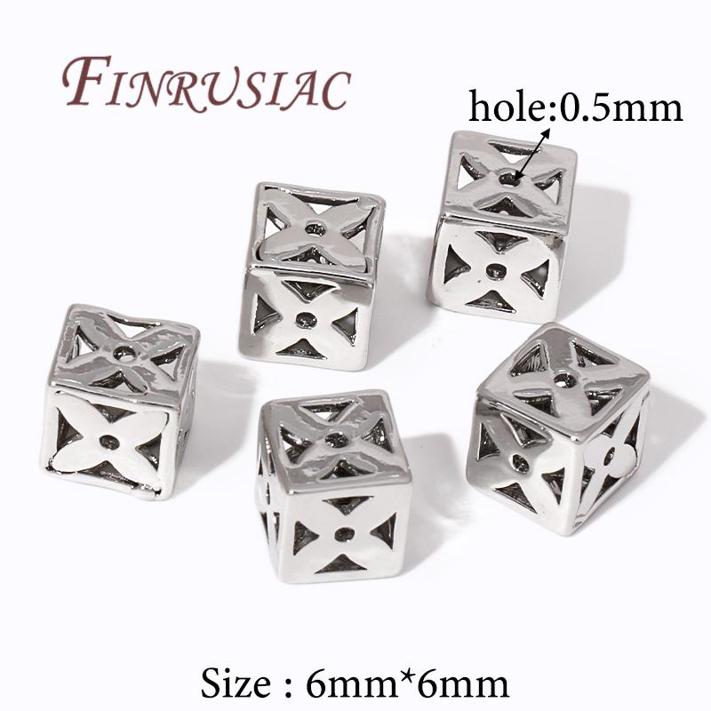 18K Gold Plated Square Hollow Metal Bead,Separators For Beads,Bracelets Beads For DIY Beading Jewelry Making Supplies Findings