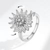 Mote Fidget Spinner Ring Angst for Kvinner Flere Krystall Solsikke Fingerringer Roter Anti Stress Zirkon Bryllupsgave